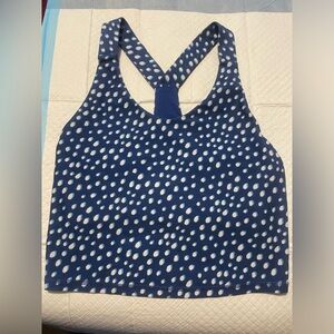 Kyodan Blue and White Polka Dot Crop Top